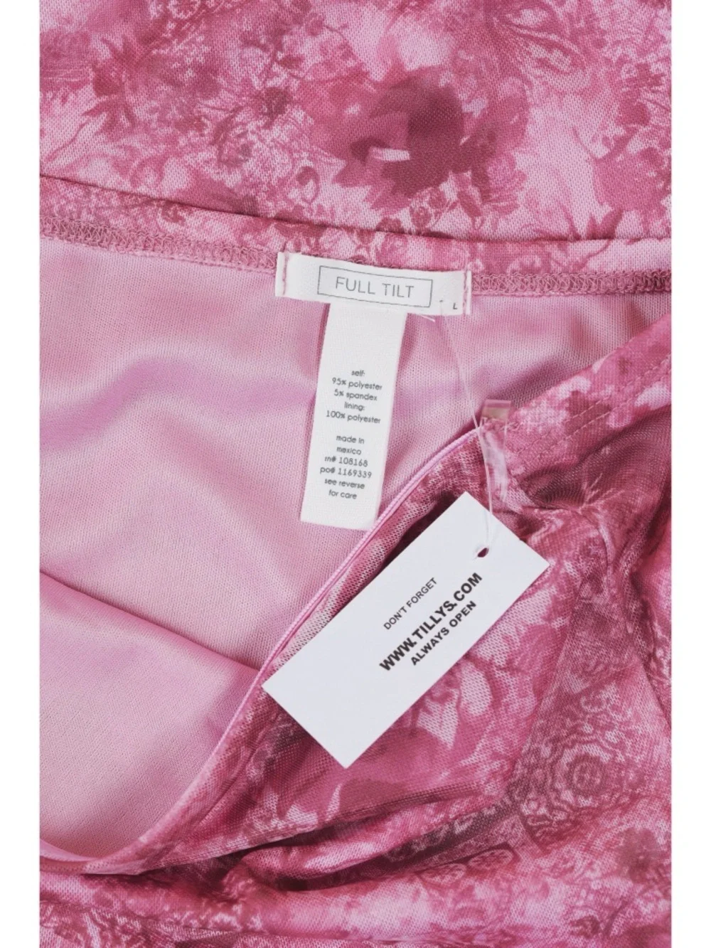 Sz L Tilly's Full Tilt Pink Mesh Tube Side Slit Midi Dress NWT